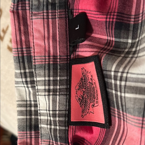 Harley-Davidson Pink and Black Blouse Casual Top - Picture 3 of 3